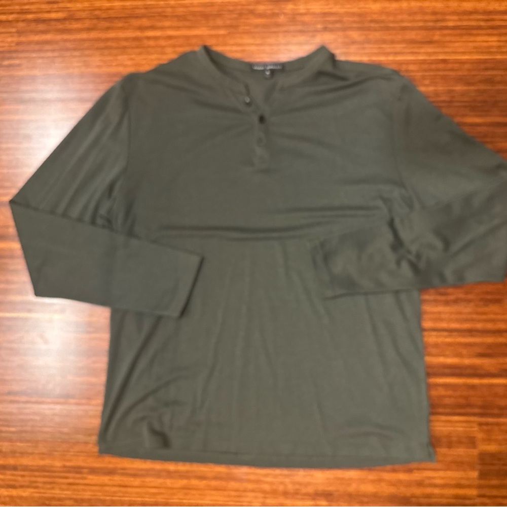ROBERT BARAKETT Henley Shirt Mens XL Minimalist Long Sleeve Micro Waffle EUC